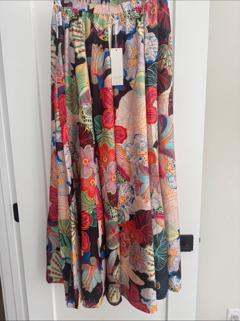 NWT Calypso St. Barth Floral Maxi Skirt in Black, Red, Green, Pink - Picture 13 of 13